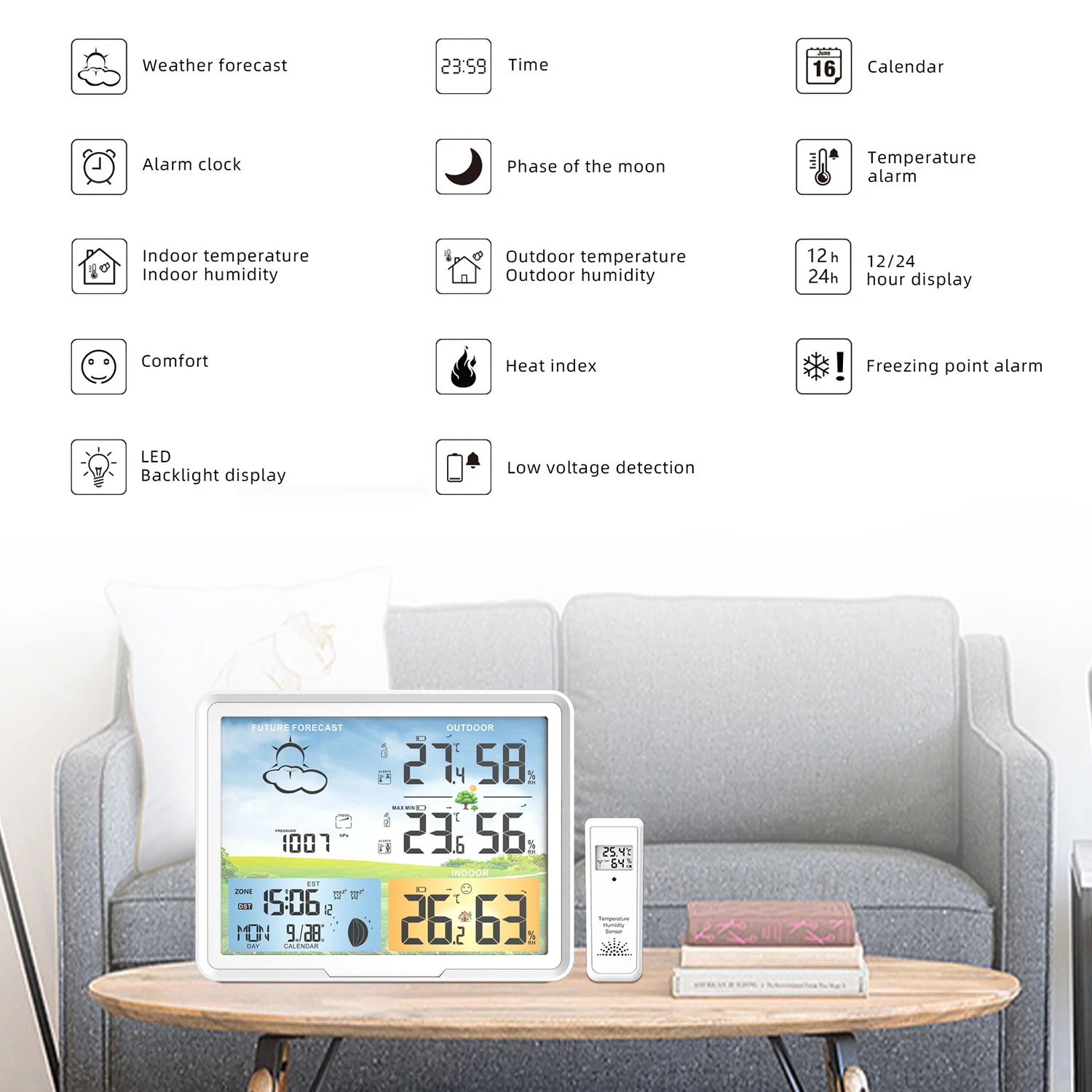 Protmex PT20 метеостанция часы беспроводной цифровой термометр гигрометр прогноз