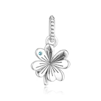 lucky four leaf clover silver charms for bead bracelets diy spring crystal 925 sterling silver pendant charms for jewelry making