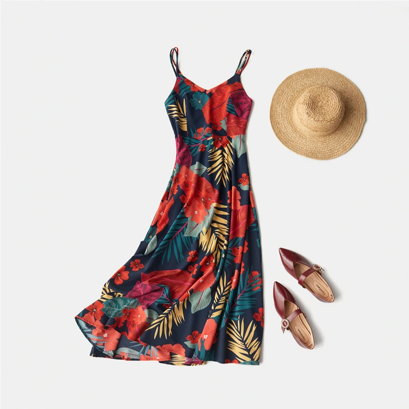 Женское платье на бретельках Marwin Пляжное ТРАПЕЦИЕВИДНОЕ ПЛАТЬЕ до щиколотки с