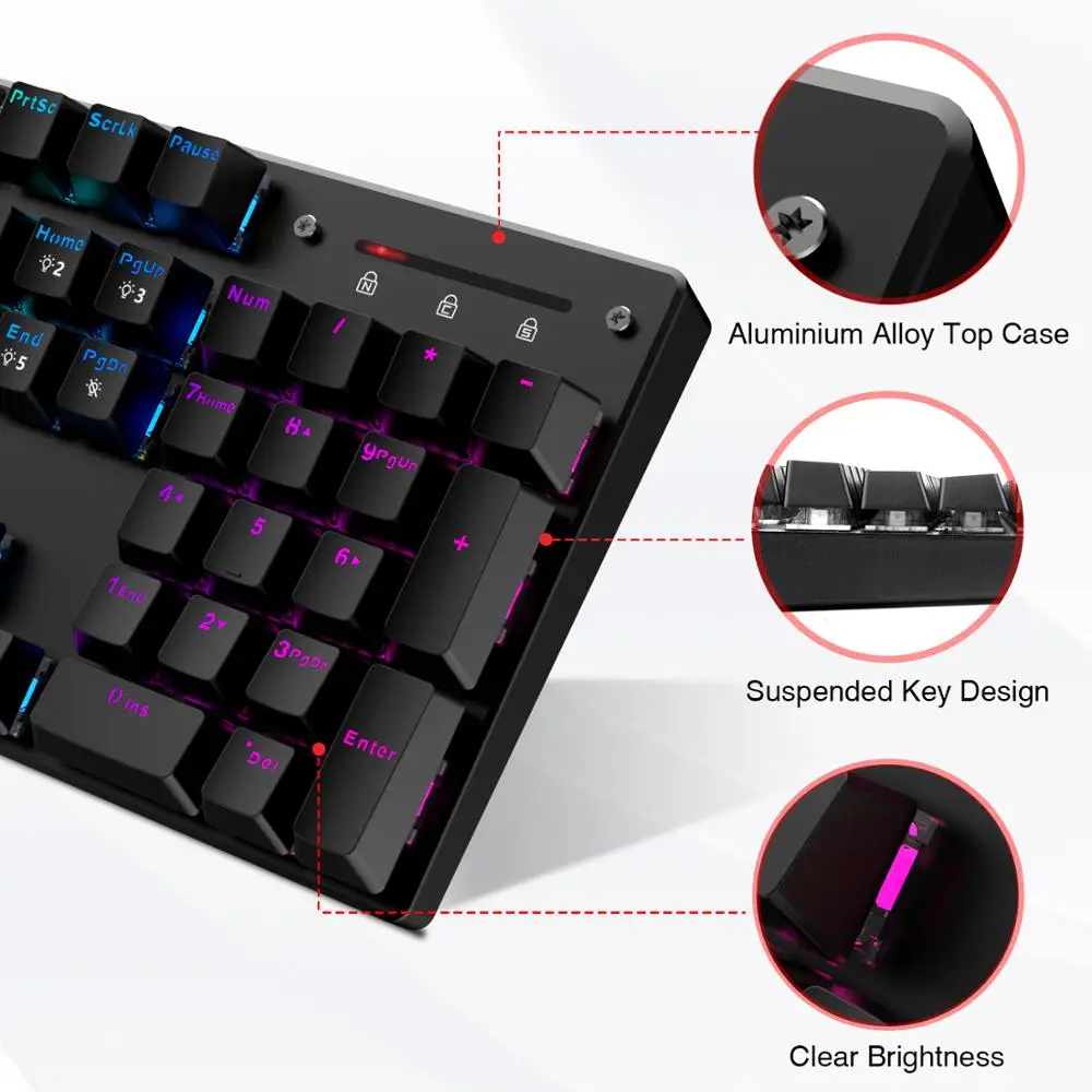 HAVIT Mechanical Gaming Keyboard with Blue or Red Switch, 87/104 Keys, for Tablet Desktop with Russian Sticker image 3