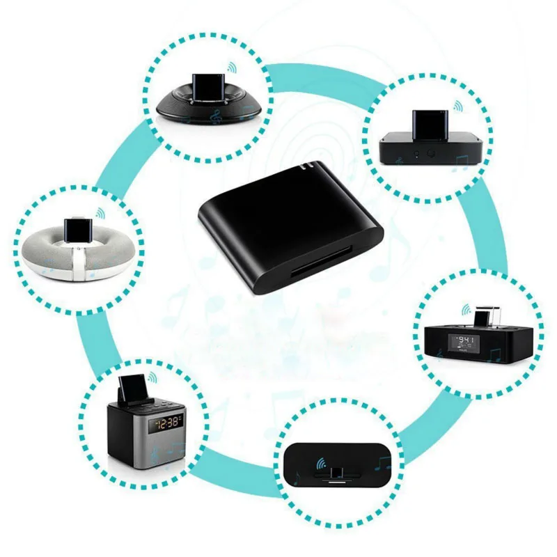 30 Pin Mini Bluetooth-compatible 4.1 A2DP Music Receiver Wireless Stereo Audio 30-Pin Dock Adapter Connector for iPod iPhone | Электроника