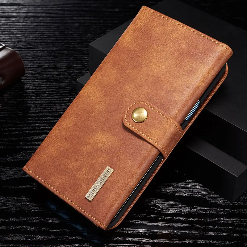 DG. MING Чехол-кошелек из натуральной кожи для samsung Note 10 10+ 8 9, защитная крышка для визиток для Galaxy S7 Edge S8 S9 S10 Plus - Color: Brown