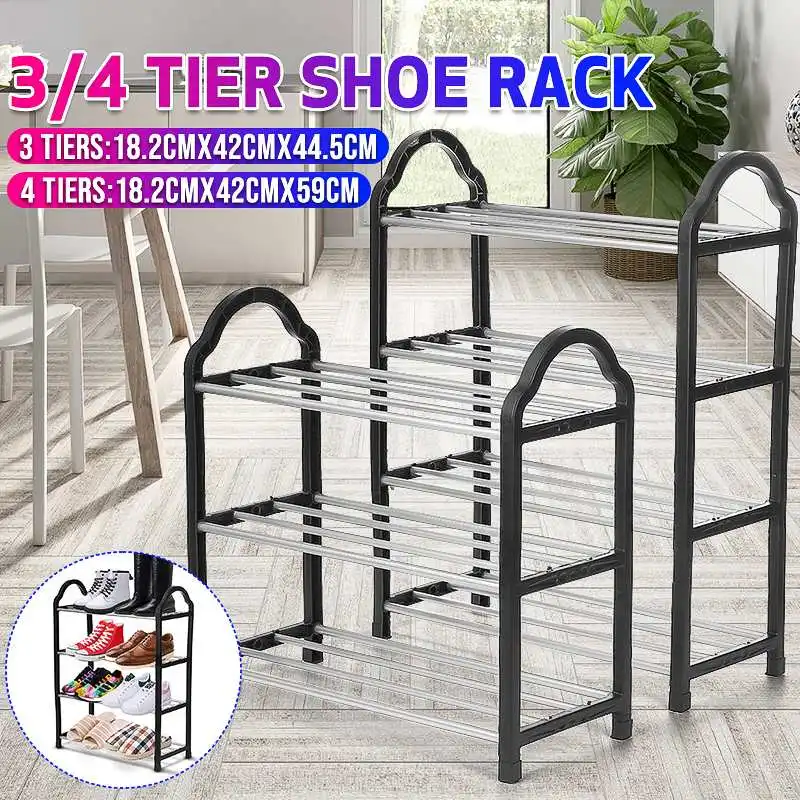 3/4 Tiers Shoe Rack Holder Aluminum Shoe Cabinets Shelf Shoe Cabinet Shoe Shelf Living Room Shoes Holder Footwear Shoes Organize