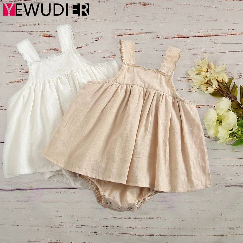 0-3T Baby Girl Rompers Clothes Sweet Suspenders Dress Newborn Solid Casual Playsuits Infant Toddler Jumpsuits Outfits For Summer | Детская