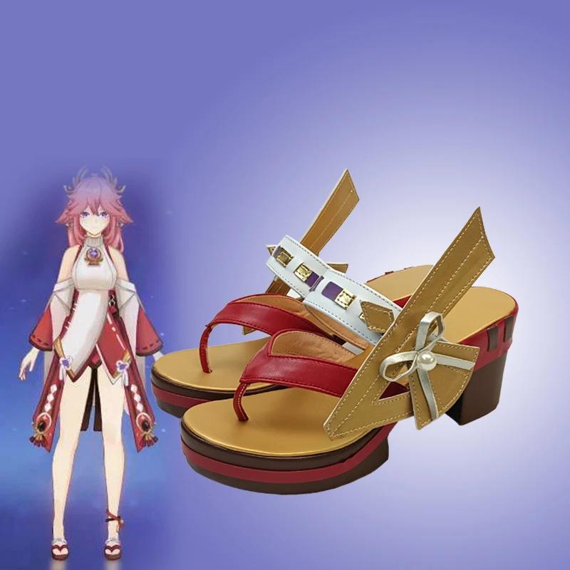 Женские босоножки для косплея Genshin Impact Yae Miko Guuji аниме на высоком каблуке и