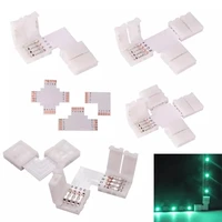 led connector for 5050 2835 3528 rgb led strip l shaped 4 pin 10mm strip to strip 4 conductor right angle corner quick splitter