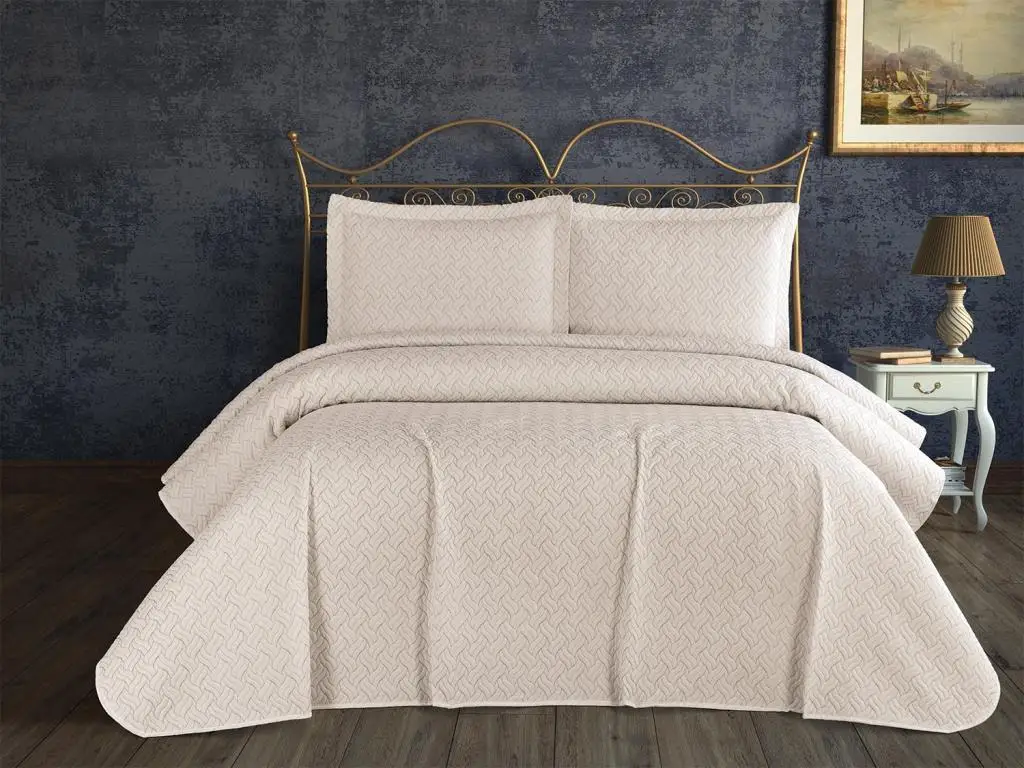 

New Season Special Production Cotton Fabric Selin Double Bedspread Set - 5 Different Color Options