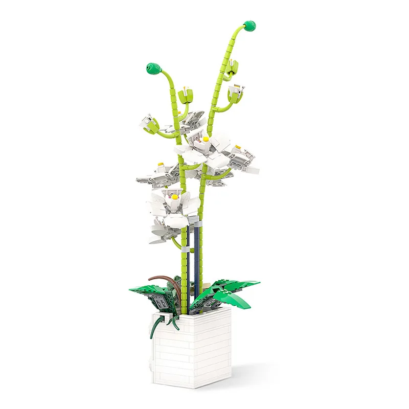 

Retro Chinese Style Plants Vase Potted Flowers Green orchid Blossom Building Blocks Brick Accessories Model Kids Educational Toy