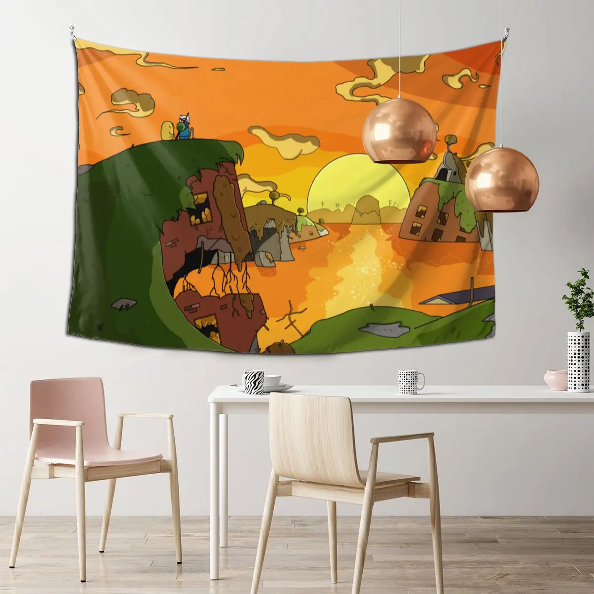 

Sunset Home Tapestry Adventure Time Finn Jake TV Background Hanging Covering Wall Arts Decor Ornaments Beach Mat