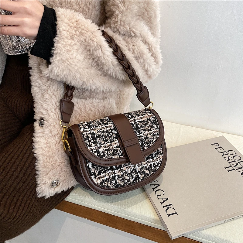 

Embroidered Canvas+PU Leather Shoulder Bag for Women 2021 New Vintage Hand Bag High Quality Crossbody Bag Ladies Luxury Handbags