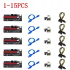 1-15 шт. PCI-E pcie Riser 009 Express 1X 4x 8x 16x расширитель PCI E USB Riser 009S двойная 6-контактная карта адаптера SATA 15pin для майнера BTC