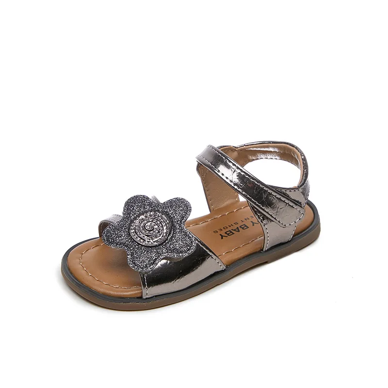 

CAPSELLA KIDS Summer Glitter Beash Sandal Hook & Loop Shoes Children Girls Flower Non-Slip Sandals Size 22-31