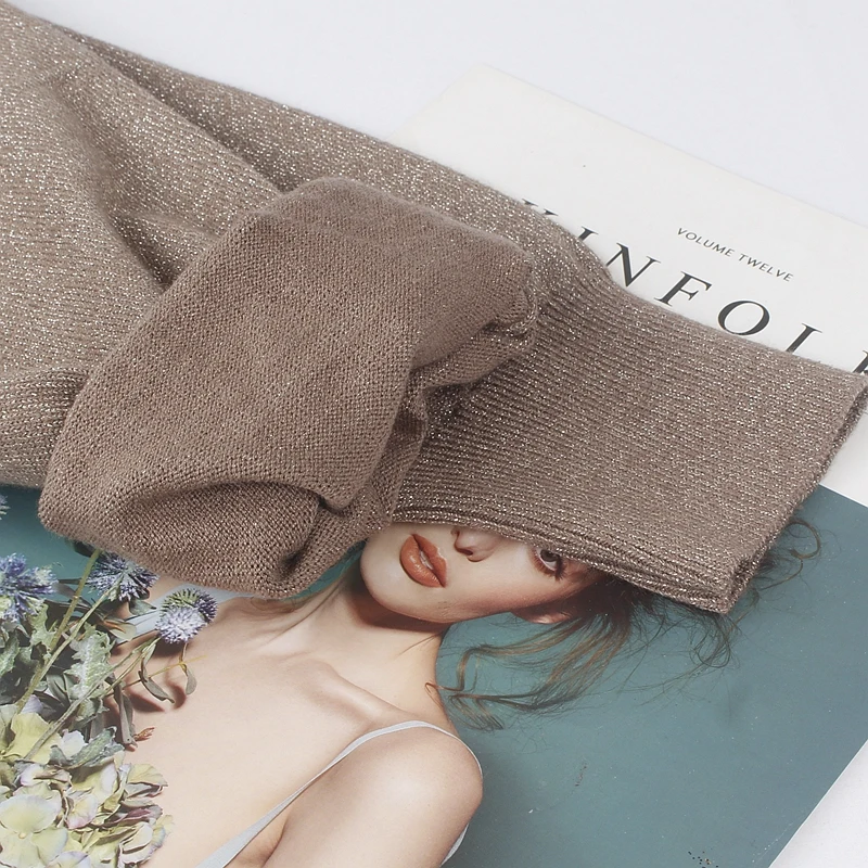 Женский свитер с люрексом костюмы и комплект Повседневные вязаные свитера штаны