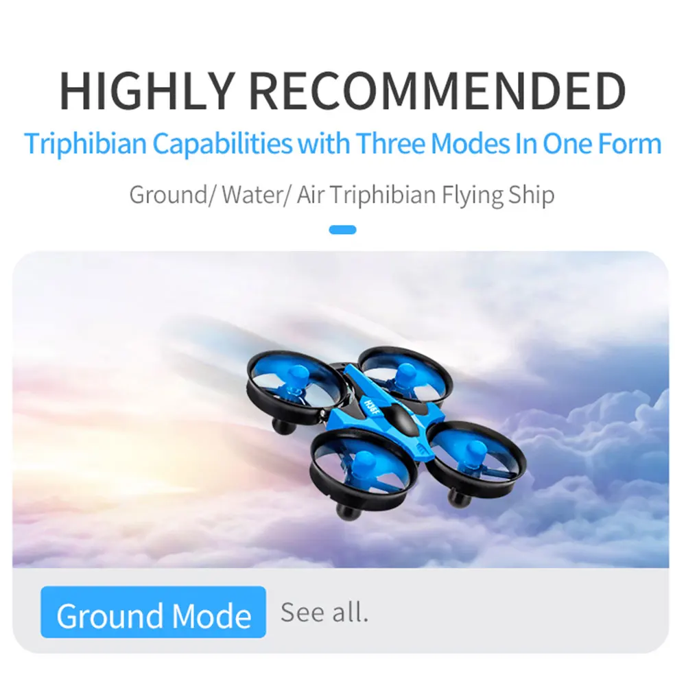 Обновленная модель дрона H36F 1/20 игрушки 2 4G Sea Land Air 3 в 1 Многофункциональный