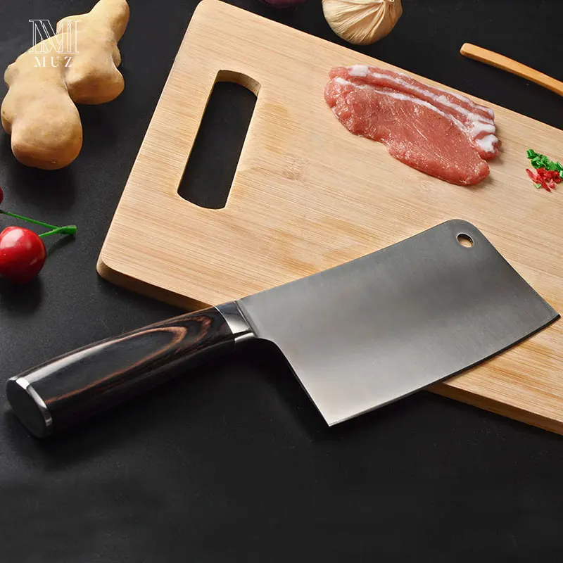 Китайский Тесак 7 дюймов разделочные мясо овощей Pakka деревянной ручкой с высоким