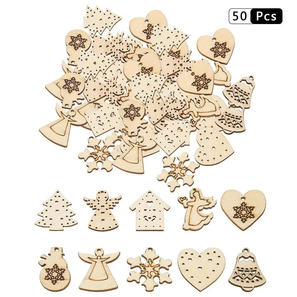 50 шт. 3 см деревянные рождественские украшения сделай сам подвесные для