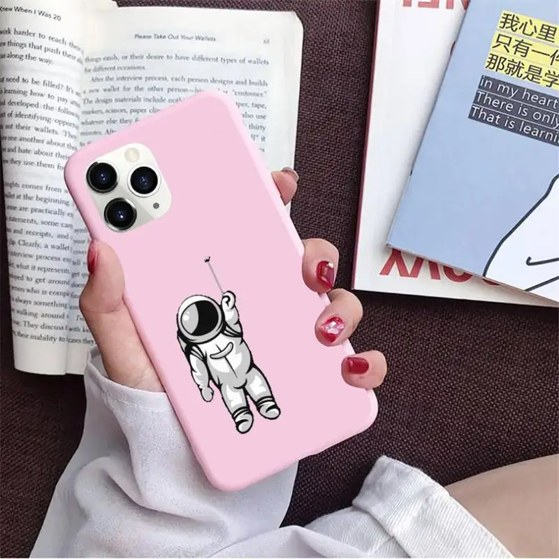 

Cute cartoon astronaut Phone Case Candy Color for iPhone 11 12 pro XS MAX 8 7 6 6S Plus X 5S SE 2020 XR
