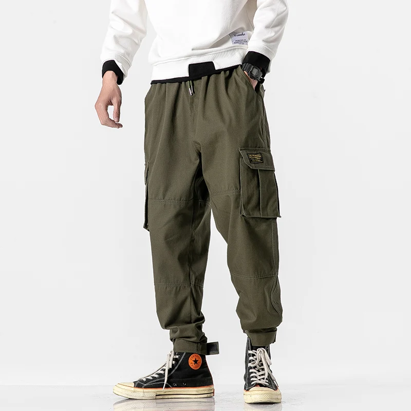 

2021 Men Multi-pocket Design Harem Pant Streetwear Punk Hip Hop Casual Trousers Joggers Male Army Cargo Pants Dropshipping