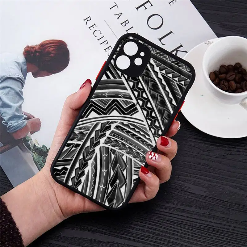

Maori Tribal Samoan Polynesian Phone Case Transparent Matte for iPhone 7 8 11 12 s mini pro X XS XR MAX Plus cover funda