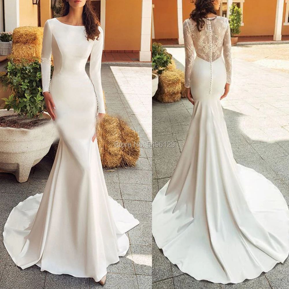 Уникальные кружевные атласные свадебные платья с аппликацией и юбкой-годе