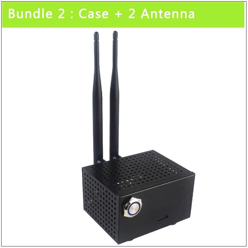 Bundle 2 Металлический чехол для Nvidia Jetson Nano, черный корпус, кнопка включения/сброса, Дополнительный вентилятор охлаждения, поддержка антенны камеры GPIO - Цвет: Bundle 2