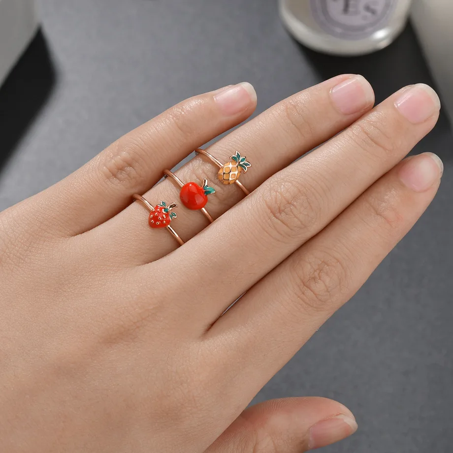 Вишневое кольцо милое красное стразы свежие фрукты сладкие креативные ювелирные