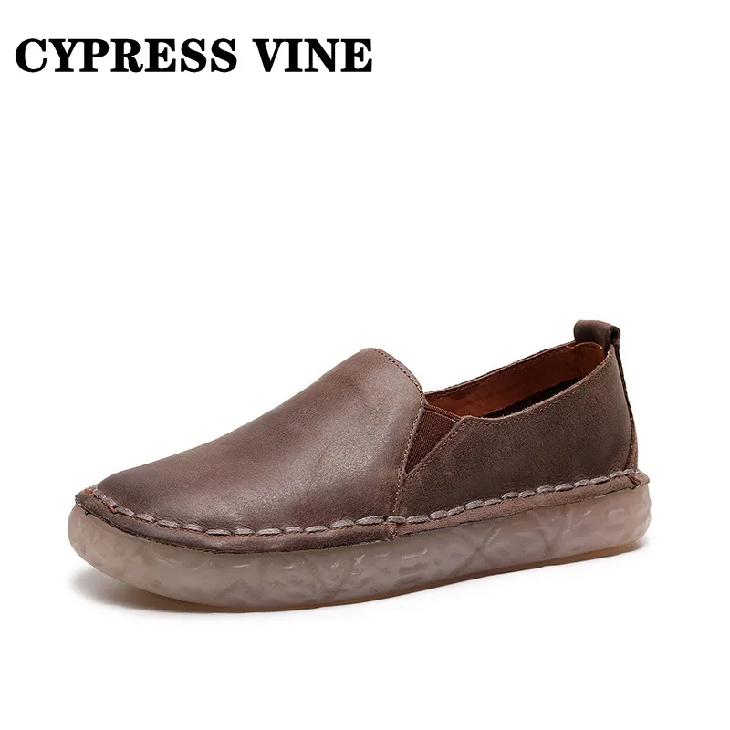 

Cypress Vine женская обувь повседневная из натуральной коровьей кожи для весны и осени круглый носок резиновая подошва ручной работы размер 35-41