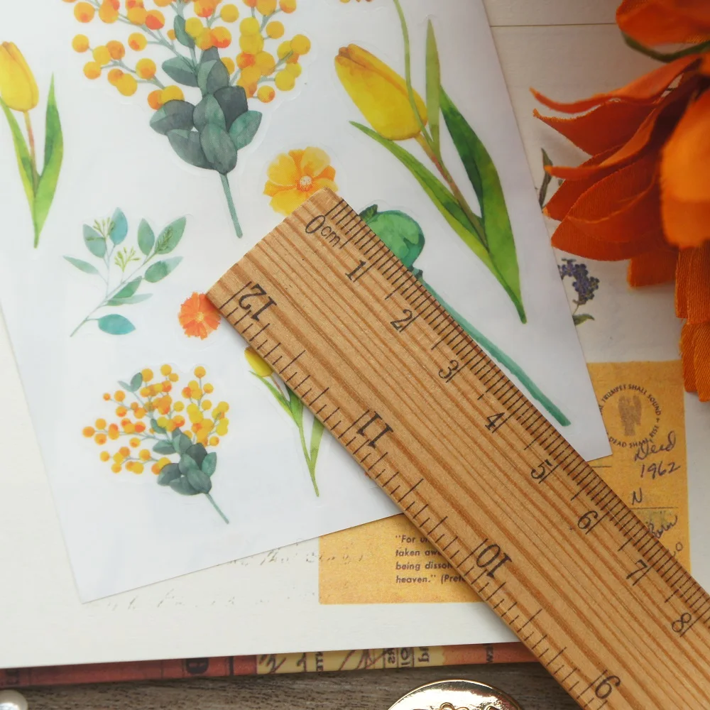 1 лист желтый дизайн диких цветов наклейка в качестве подарочной бирки декорация