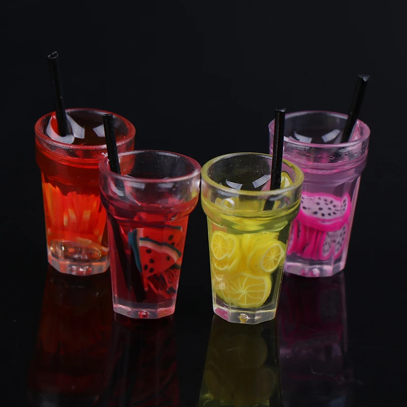 

1:12 Scale Resin Mini Fruit Lemon Simulation Drink For Dollhouse Miniature Toy Milk Tea Drink Doll Food Kitchen Accessories