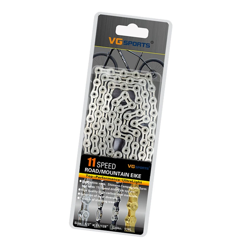

VG SPORT 8-11 Speed 116L Bicycle Bike Chain MTB Road Bike Half/Hollow Alloy Ultra Light Chain Replacement For 8/9/10/11 Speed