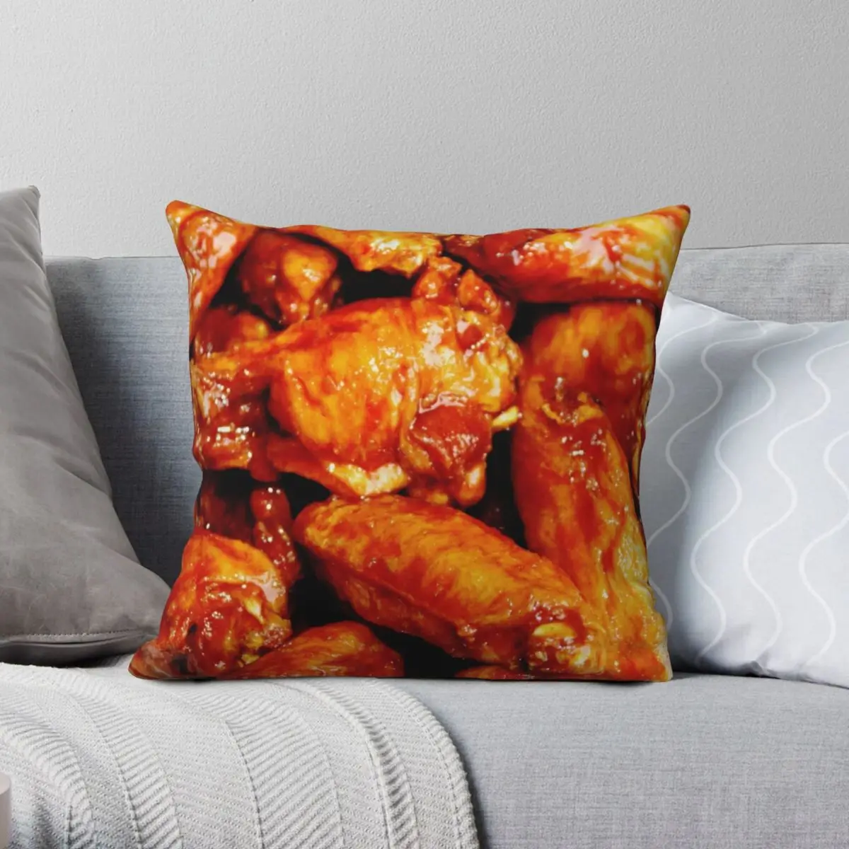 

Chicken Wings Square Pillowcase Polyester Linen Velvet Printed Zip Decor Throw Pillow Case Room Cushion Cover Wholesale 18"