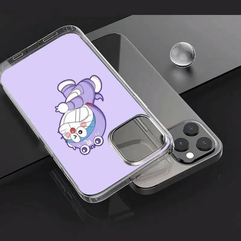 

Cute Doraemon cartoon lovely Phone Case Transparent for iPhone Samsung A S 11 12 6 7 8 9 30 Pro X Max XR Plus lite