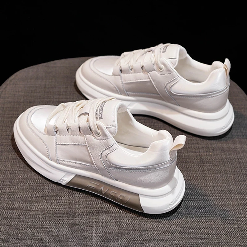 Женские кроссовки на платформе 6 см повседневные весенние с круглым носком