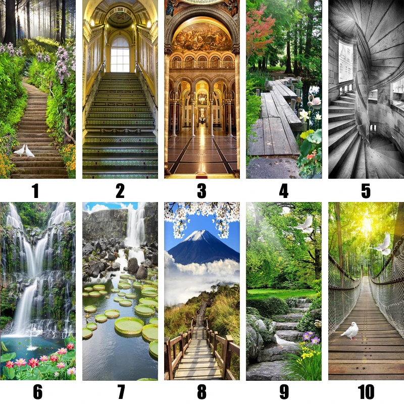 Дверная наклейка водопад лестница обои Настенная Наклейка s настенный принт на