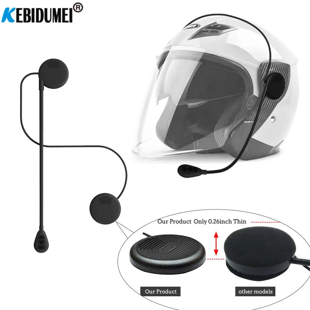 Kebidumei Moto Helmet Headset Bluetooth 5.0 Ultra-Thin Motorcycle Earphones Wireless Speaker Headphone Handsfree Call Music Play