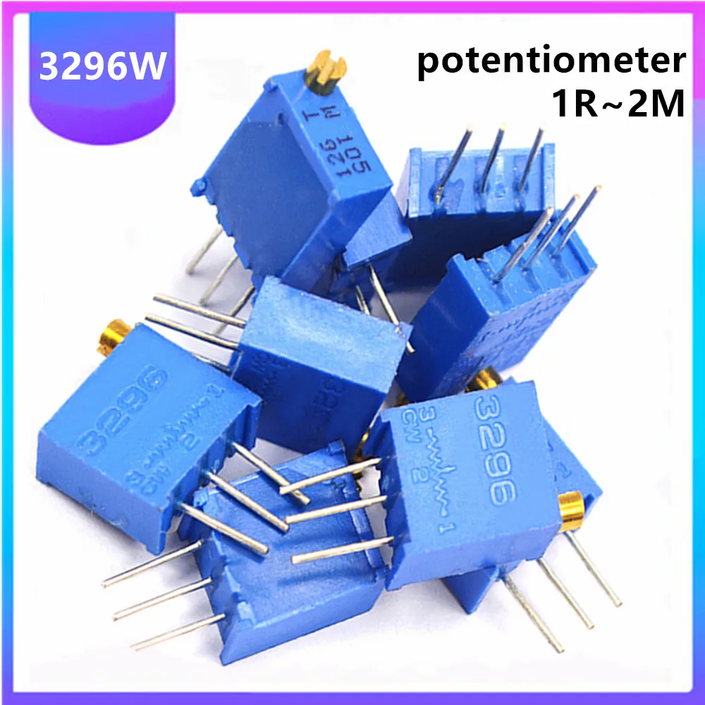 

20Pcs/lot 3296W 103 10K Ohm Resistance Adjustment Multi-Turn Trimmer Potentiometer 1K 2K 5K 10K 220R 1R~2M Full Value 22 Kind