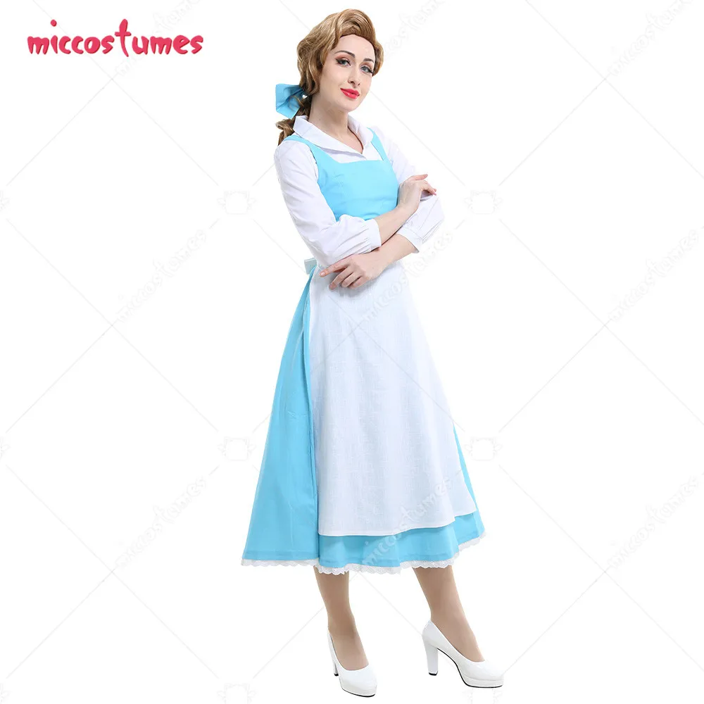 Белль костюм для косплея синее платье горничной|Костюмы из фильмов и ТВ| |