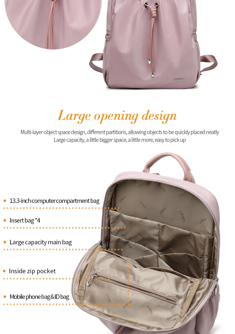 ZOGER Oxford cloth ultra light shoulder bag Korean version new college student bag female simple wild backpack