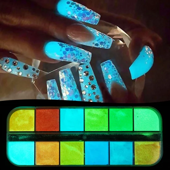 

For Nails Art Decorations Manicure 1 Box Fashion Luminous Nail Glitter Neon Hexagon Fluorescent Flake Glow in the Dark Sequin
