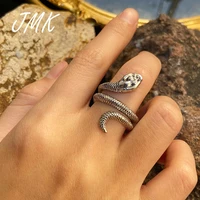 jmk punk snake retro ring adjustable cuban hip hop finger fashion personality silver jewelry for women men party decoration gift