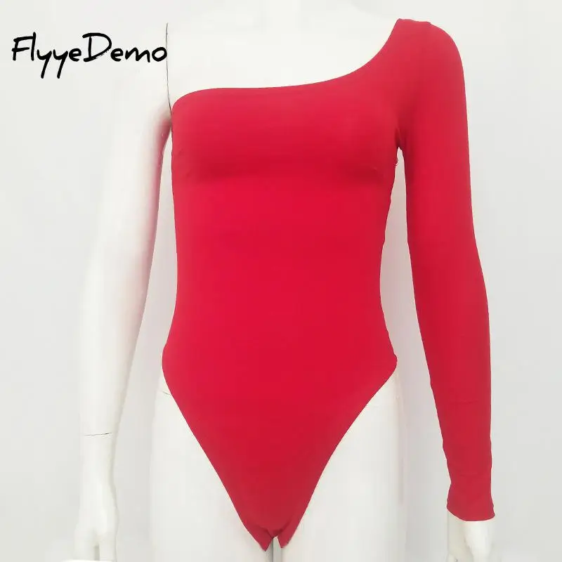 Хлопковый боди с одним плечом и вырезом на лодке длинным рукавом 2020 весенне