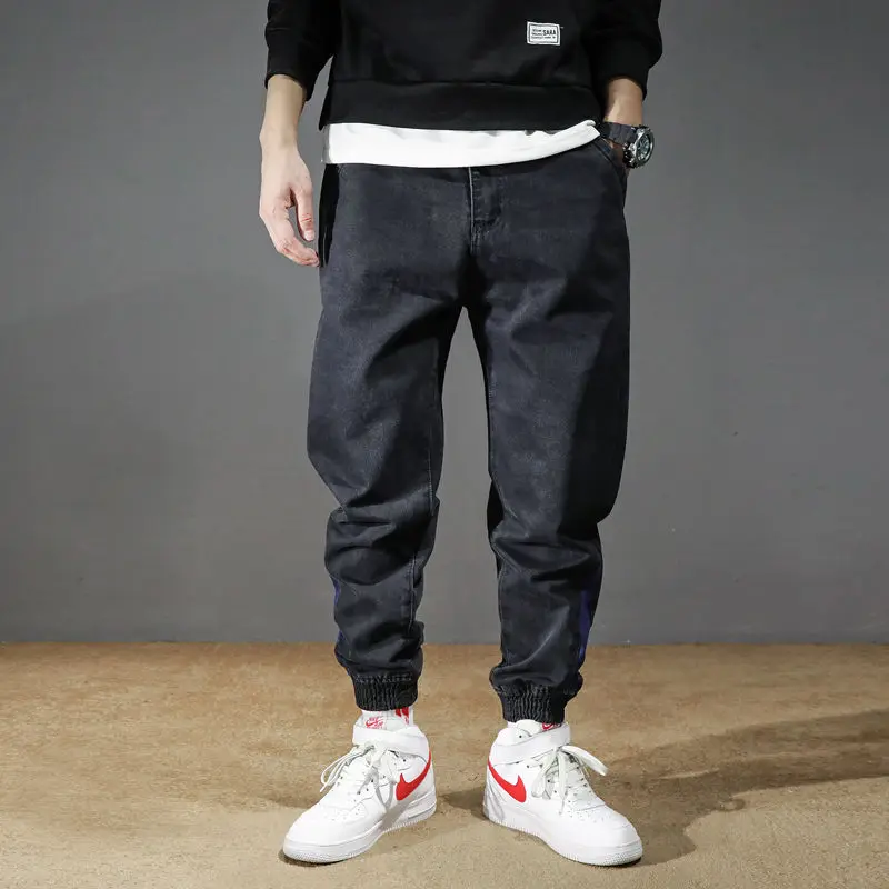 

Black Jeans Men Loose Streetwear Harem Pant Cargo Pants Ankle-Length Denim Workwear Casual Pants Baggy Jeans 90s Men Clothing