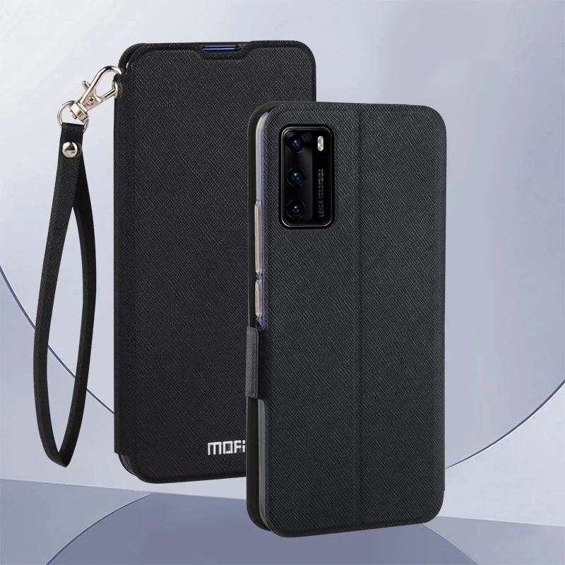 Тонкий чехол Mofi с магнитом для Huawei P40 P20 P30 Pro Lite 4G из искусственной кожи и ТПУ