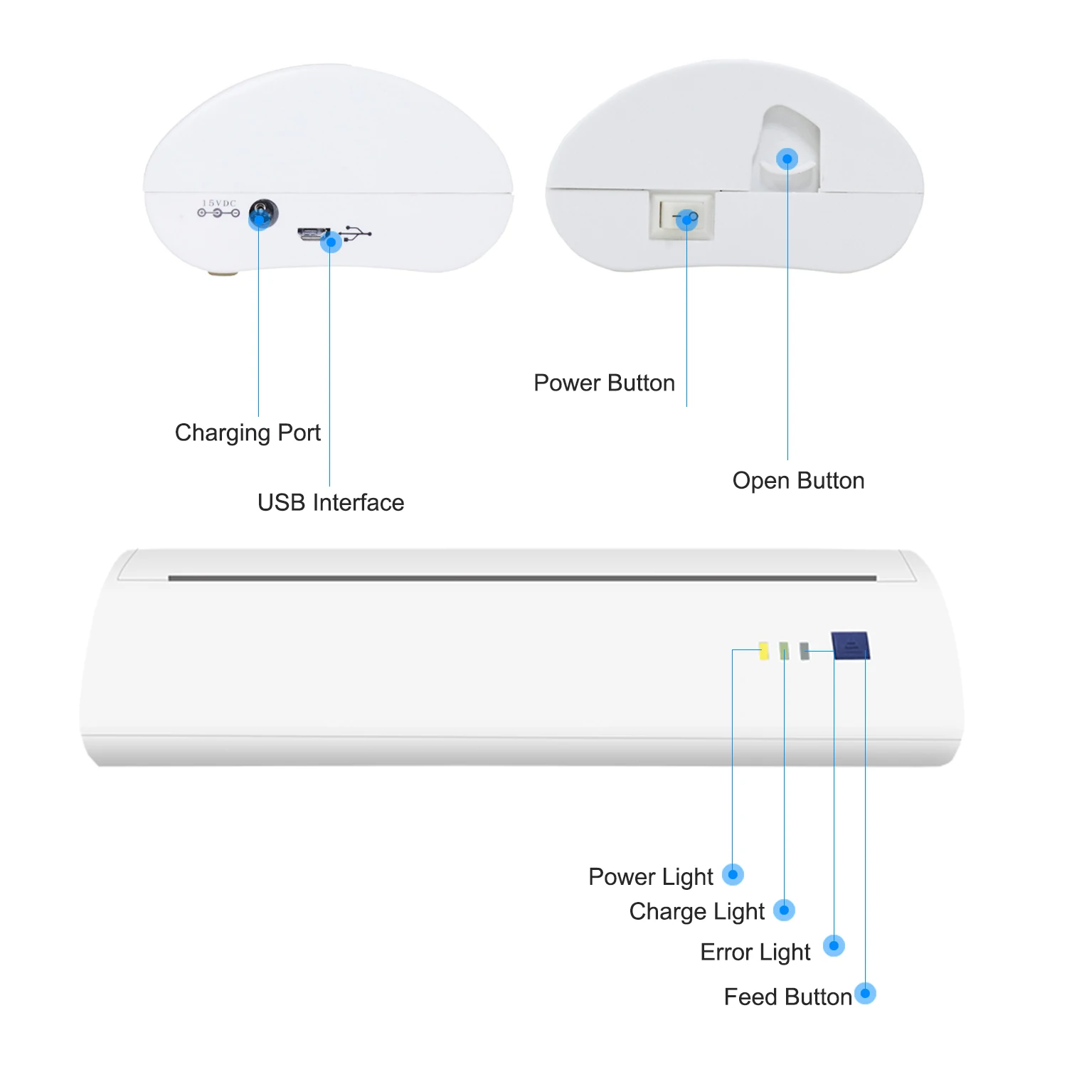 Мини-принтер для фотографий A4 портативный термопринтер 210 мм мобильный