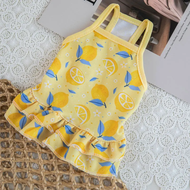 Платье на бретельках с принтом фруктов для собак кошек милая крутая одежда