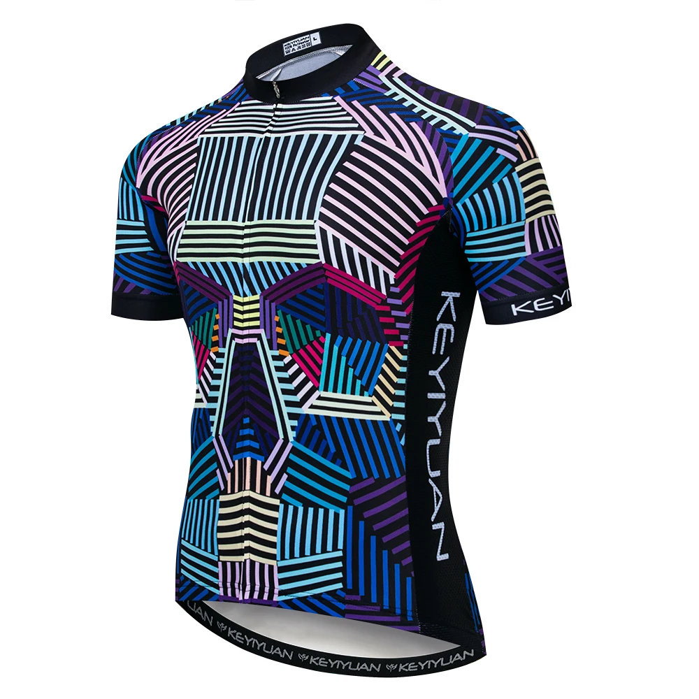 

KEYIYUAN Men Short Sleeve Cycling Jersey Tops Mountain Bicycle Shirt Road Bike MTB Clothing Camisa De Ciclismo Masculina