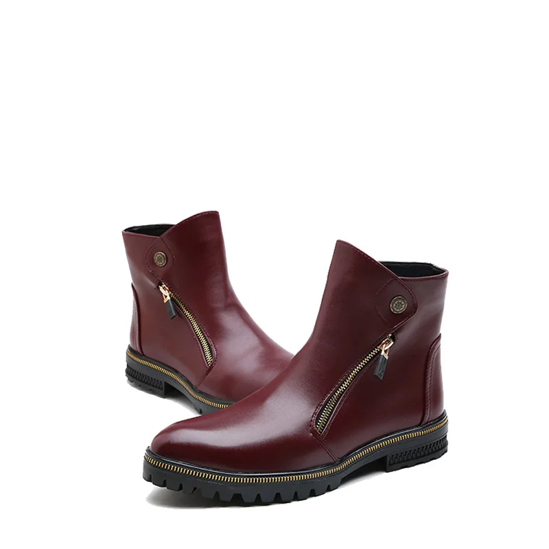 

New Men Leather Boot High Quality Comfy Anti-Slip Casual Fashion Double Side Zipper Non-Slip Martin Ankle Boot Work Safety Shoes
