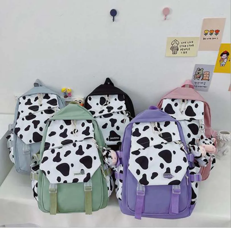 

Hot Sale Fashion Teenagers Patchwork Backpack Women High Quality Nylon School Bag Large Capacity Travel Double Shoulder Bags