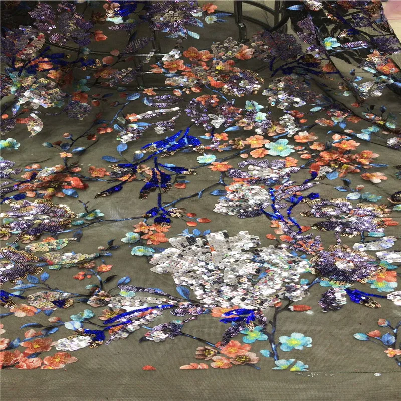 

Cassiel Hot sell Lace Fabric Afircan Luxury Sequins Embroidered Tulle Net Fabric With Sequins For Wedding Party Dress