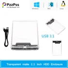 PzzPss прозрачный 2,5-дюймовый корпус для жесткого диска SATA 2,5 к USB 3,0 5 Гбитс 6 ТБ поддержка UASP HD внешний Type C 3,1 SSD чехол для жесткого диска